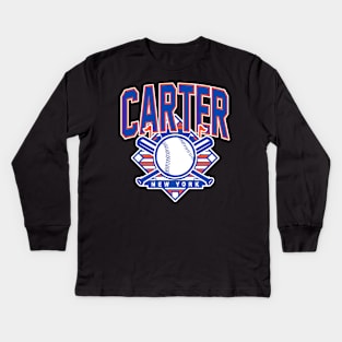 Vintage New York Carter Baseball Kids Long Sleeve T-Shirt